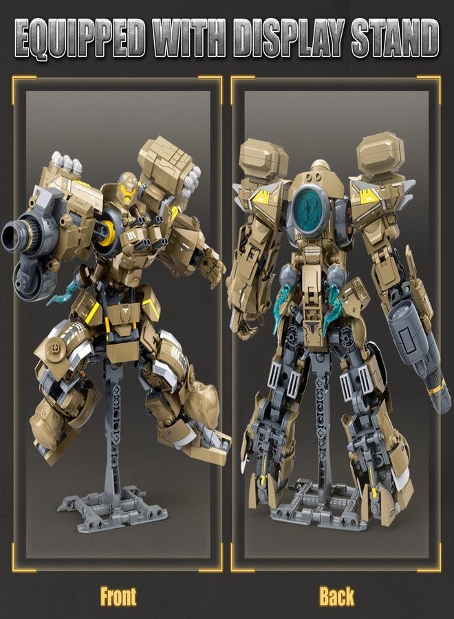 HIGH GODO Artillery Mech Robot Transforming Building Blocks Set for Adults,City Warrior Justice Hero Soldier Mech Model Building Kit, Cool Creative Robots Toys Gift for Teens, 581 Pieces - Image 5